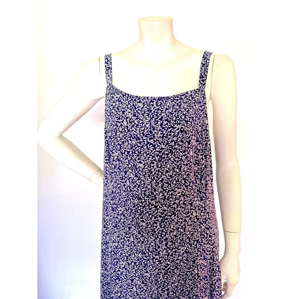 🌹OLD NAVY Womens XL Navy White Floral Coastal Beachy Boho Cottage Dress Y2K - Picture 2 of 8